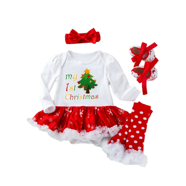 US Infant Baby Girls Christmas Outfits Xmas Party Romper Tutu Dress Set Costumes